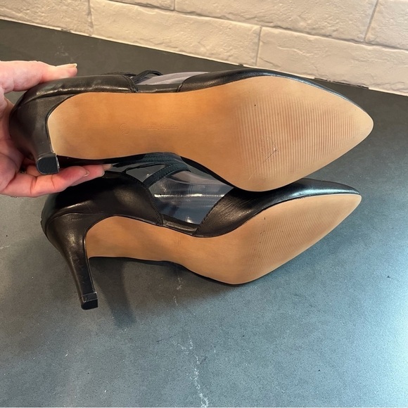 Kelly & Katie sz 9.5 black leather strappy pointy toe heels - Picture 12 of 15